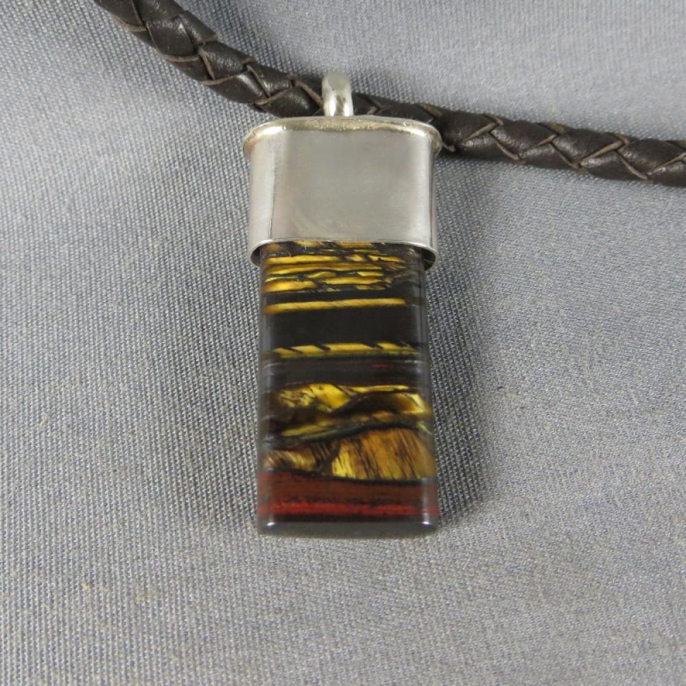 Tiger Iron Sterling Silver Pendant