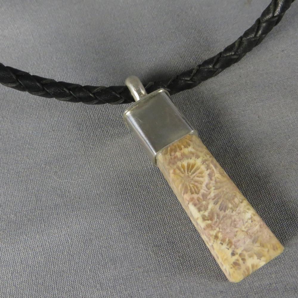 Fossil Coral Sterling Rock Pendant