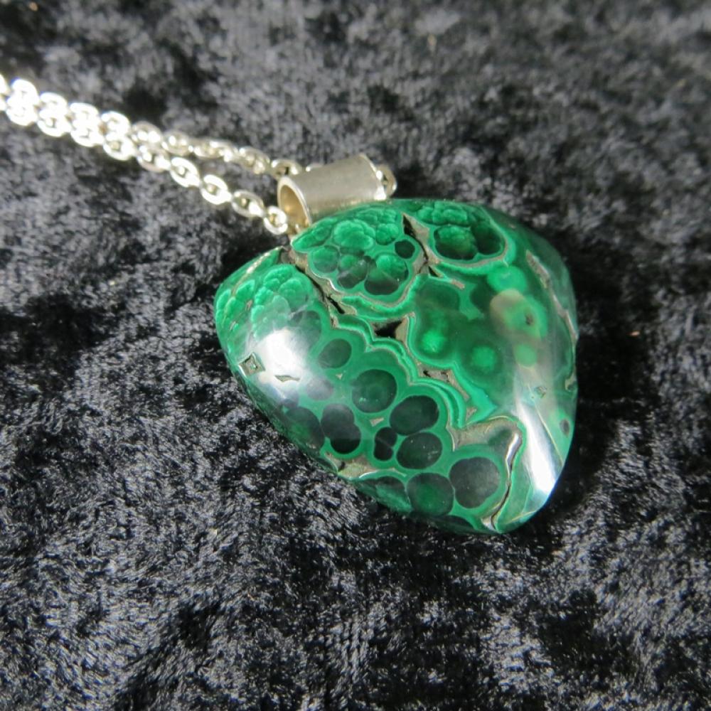 Malachite Plume Sterling Necklace