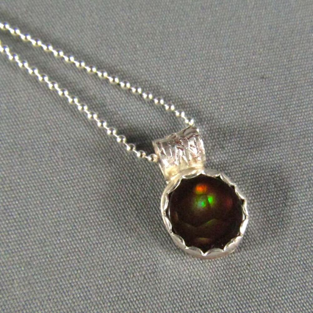 Fire Agate Sterling Silver Necklace