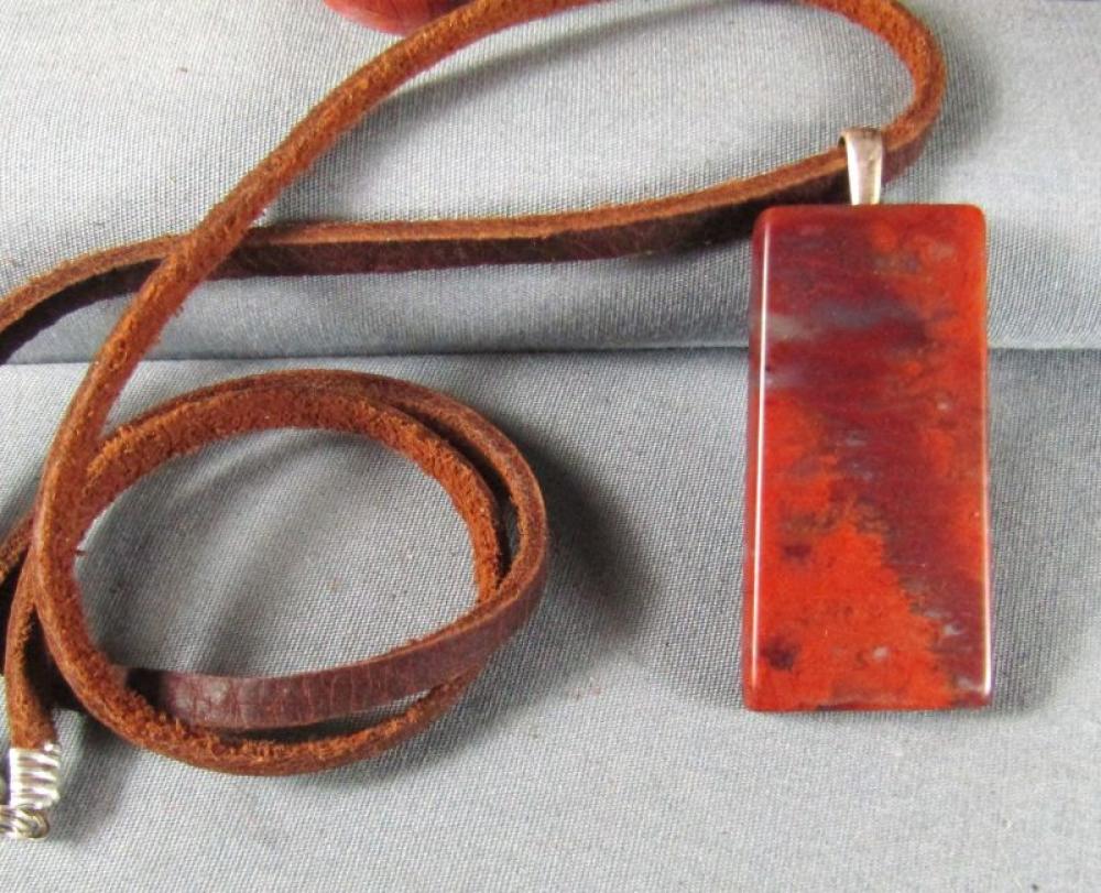 Flame Agate pendant w/ sterling bail