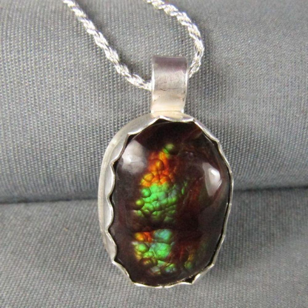 Fire Agate Sterling Silver Necklace