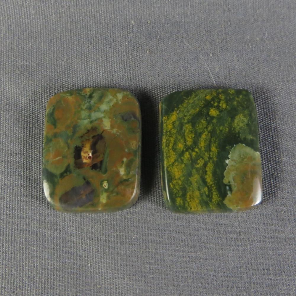 Rainforest Jasper Cabochon  PAIR